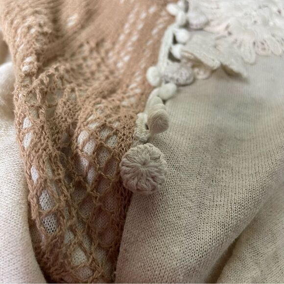Vintage Anthropologie Knitted Knotted Cobbled Roads‎ Crochet Doily Cardigan M - Picture 8 of 10